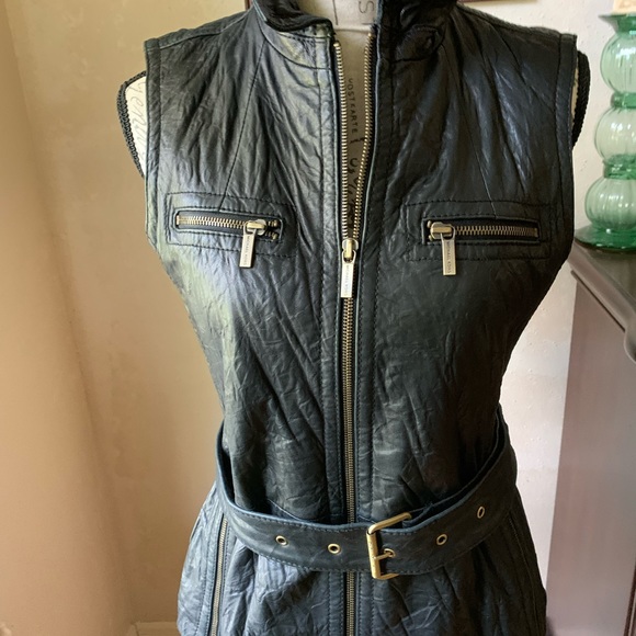 Michael Kors Black Genuine textured soft belted vest multiple zipper clo… - Picture 3 of 16